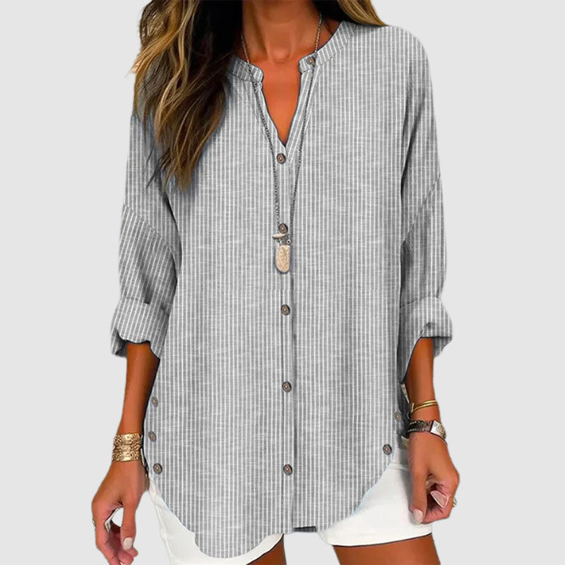 Audrey - Women's Roll-Up Sleeve Hem Blouse