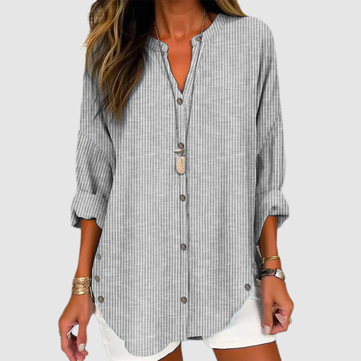 Audrey - Women's Roll-Up Sleeve Hem Blouse