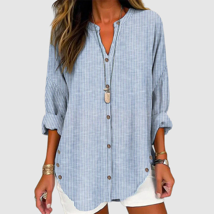 Audrey - Women's Roll-Up Sleeve Hem Blouse