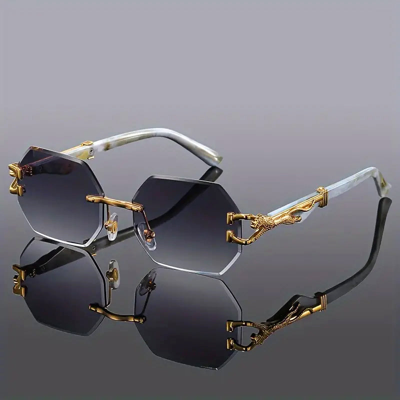 Aurels Octagonal Lens Rimless Sunglasses