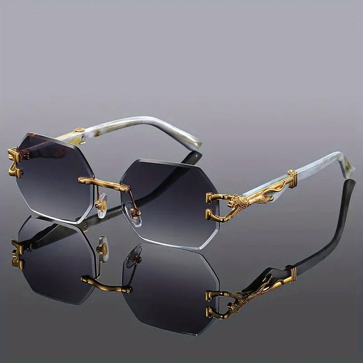 Aurels Octagonal Lens Rimless Sunglasses