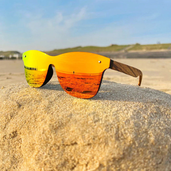 Aurels Wood-Arm Shield Sunglasses