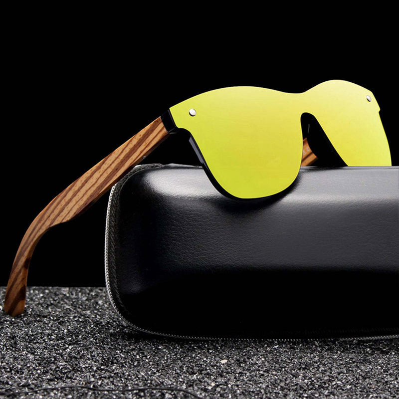 Aurels Wood-Arm Shield Sunglasses