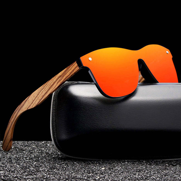 Aurels Wood-Arm Shield Sunglasses