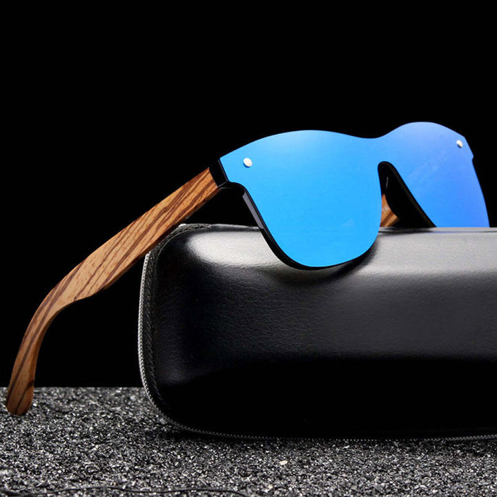 Aurels Wood-Arm Shield Sunglasses
