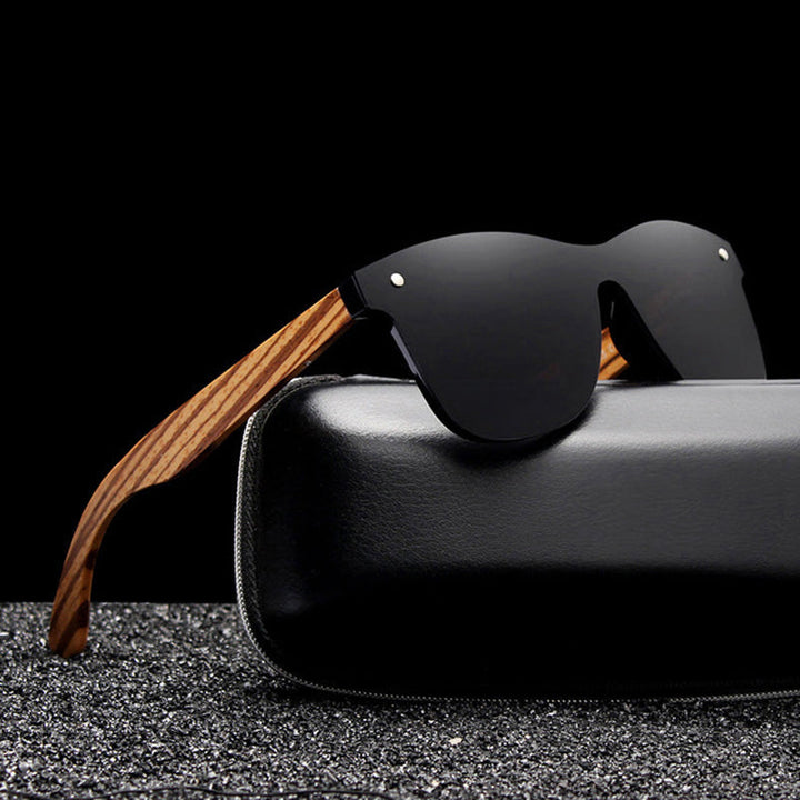 Aurels Wood-Arm Shield Sunglasses
