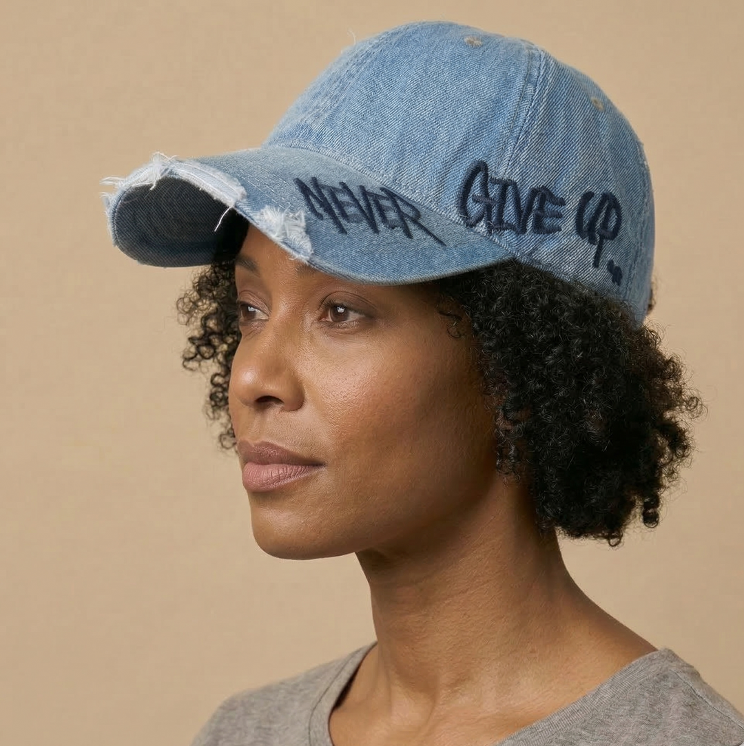 Auria Never Give Up Denim Cap