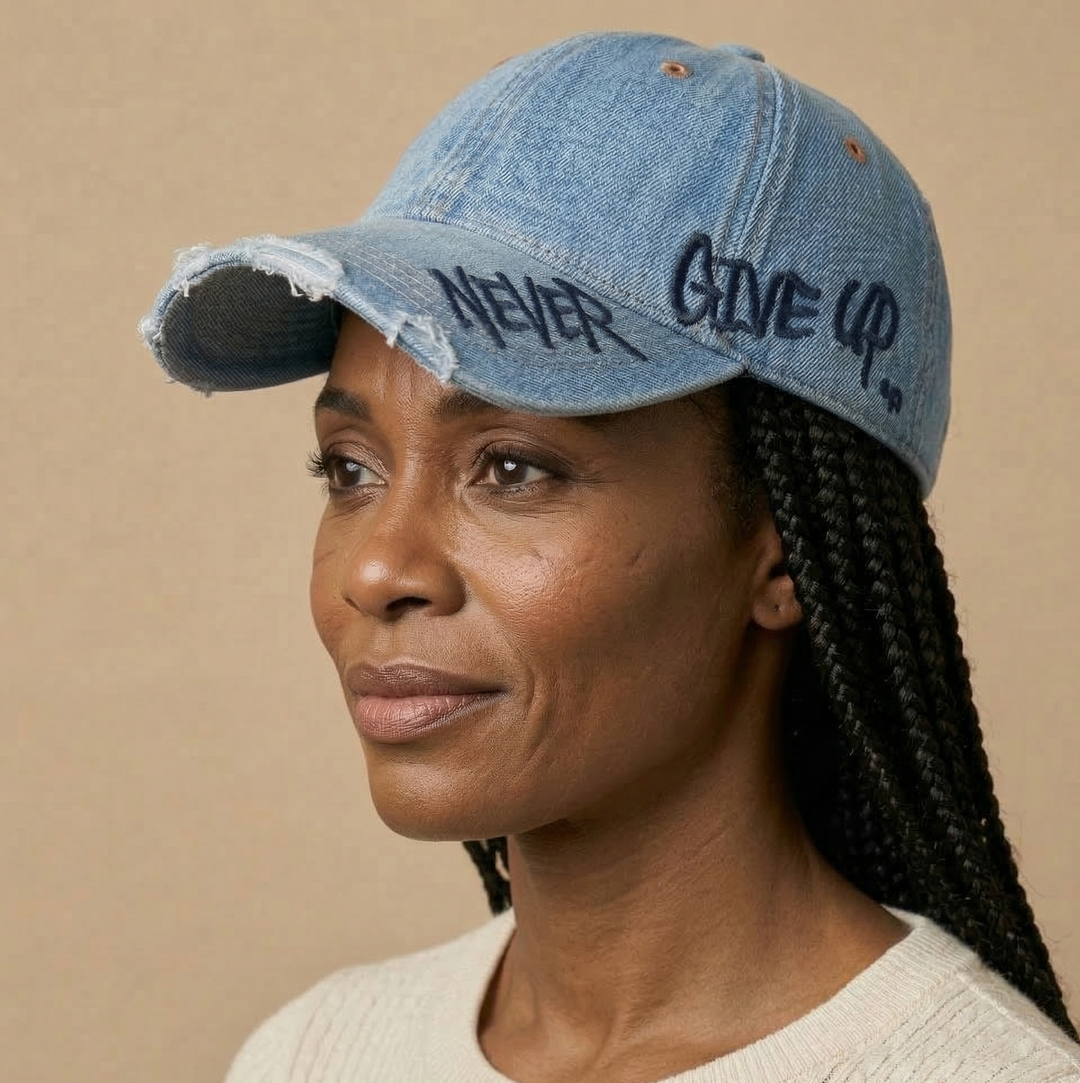 Auria Never Give Up Denim Cap