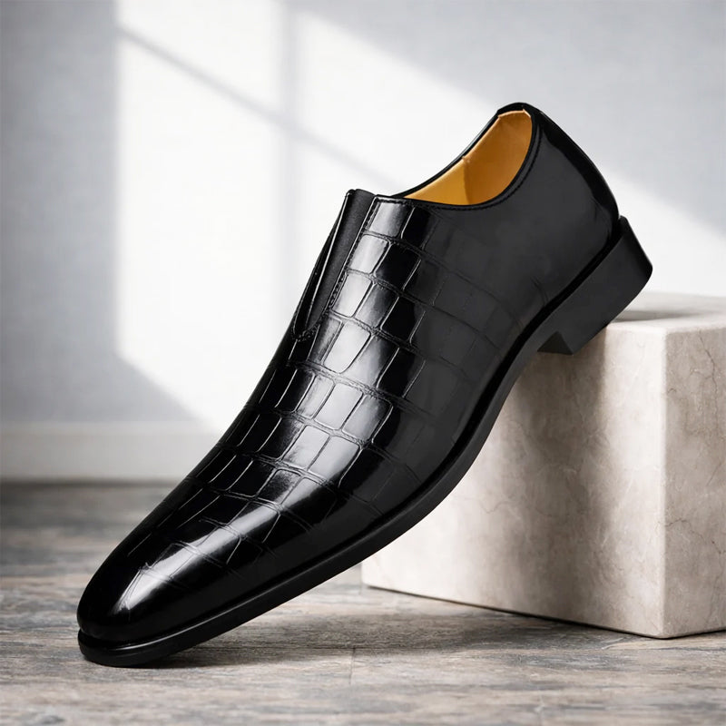 Austin - Men's Croc-Embossed Glossy Slip-On Loafers