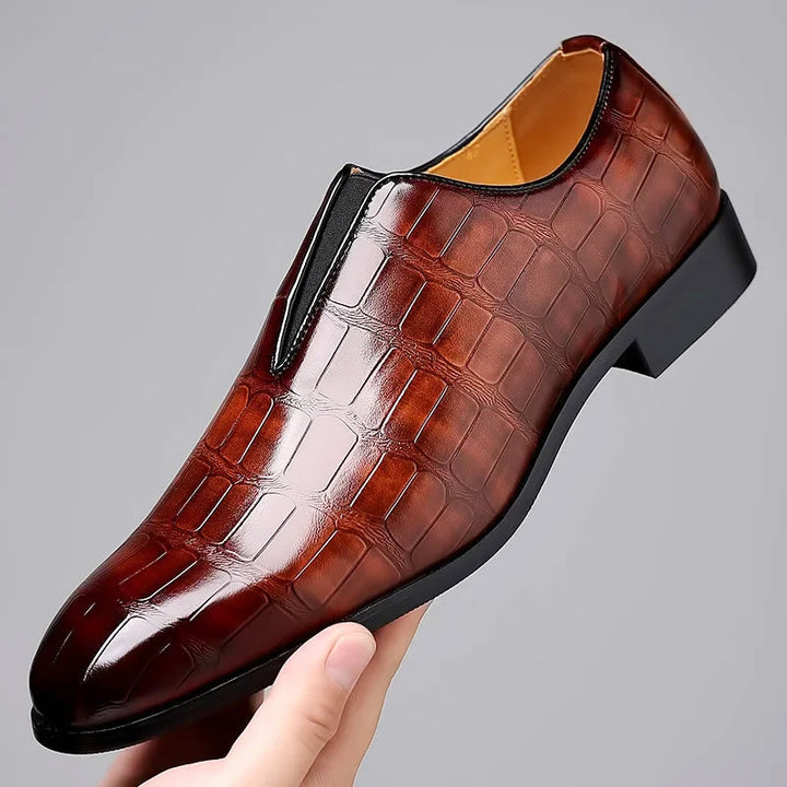 Austin - Men's Croc-Embossed Glossy Slip-On Loafers