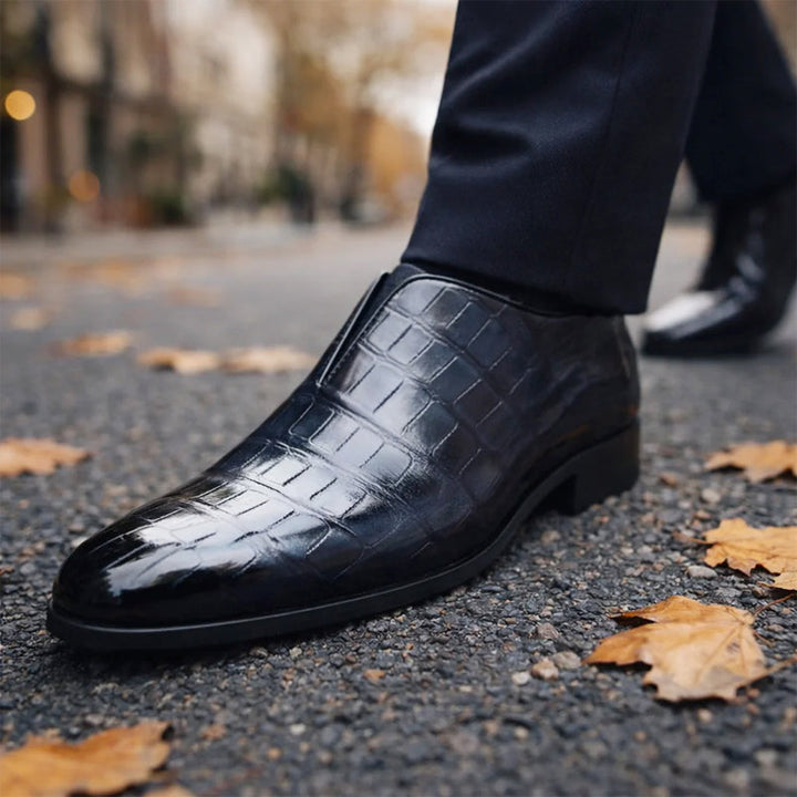 Austin - Men's Croc-Embossed Glossy Slip-On Loafers