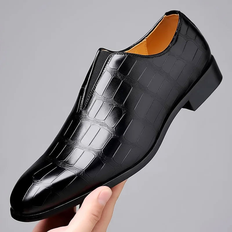 Austin - Men's Croc-Embossed Glossy Slip-On Loafers