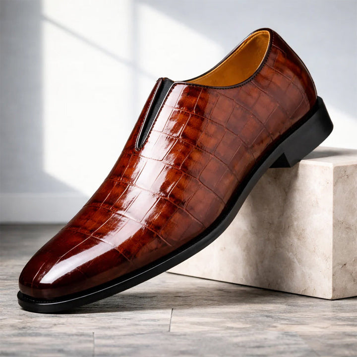 Austin - Men's Croc-Embossed Glossy Slip-On Loafers