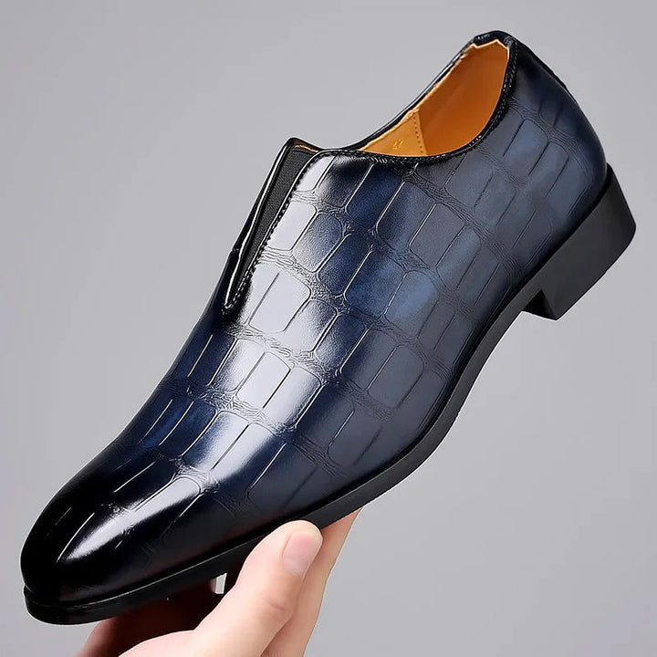 Austin - Men's Croc-Embossed Glossy Slip-On Loafers