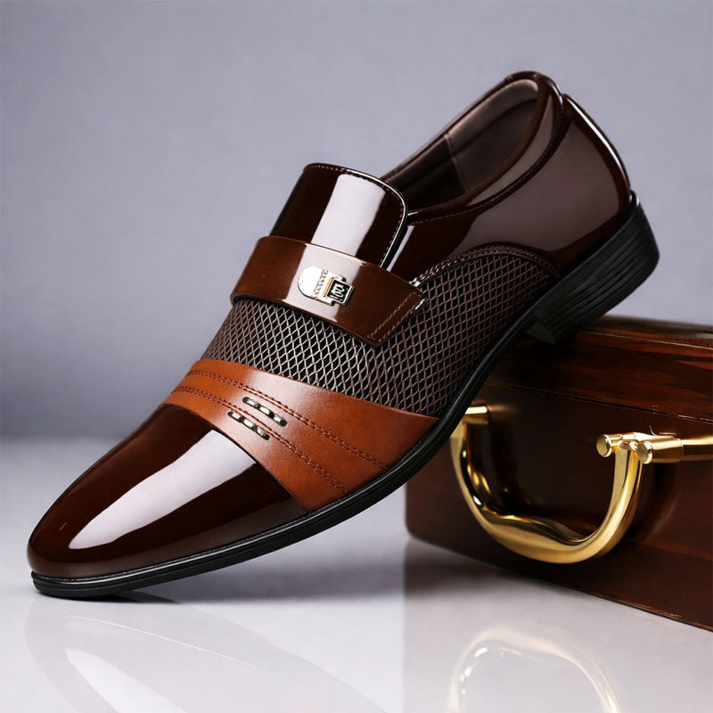 Austin - Men's Glossy Patent Monk-Strap Dress Shoes