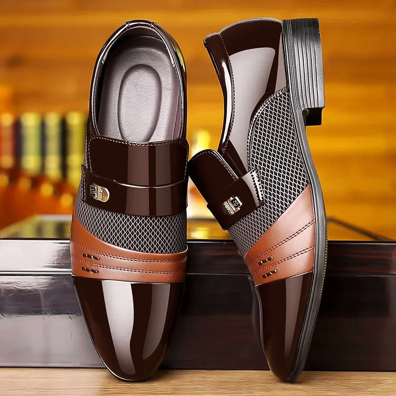 Austin - Men's Glossy Patent Monk-Strap Dress Shoes