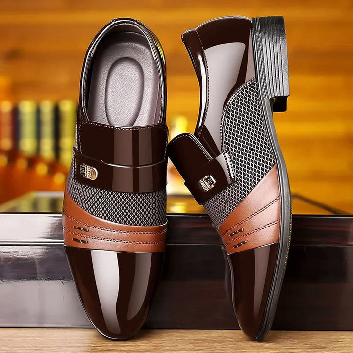 Austin - Men's Glossy Patent Monk-Strap Dress Shoes