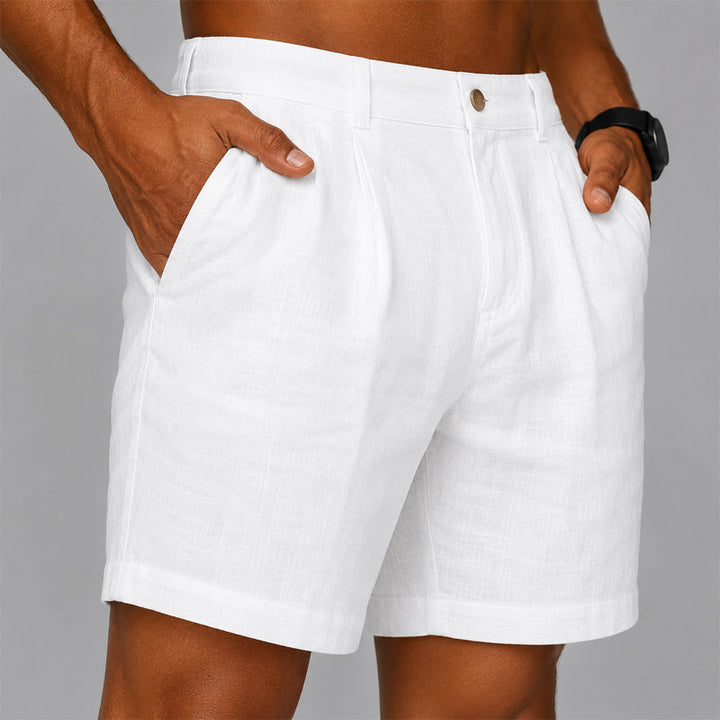 Austin - Men's Pleated Shorts with Button Closure