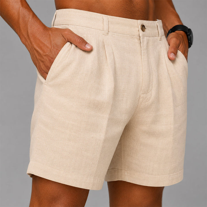 Austin - Men's Pleated Shorts with Button Closure