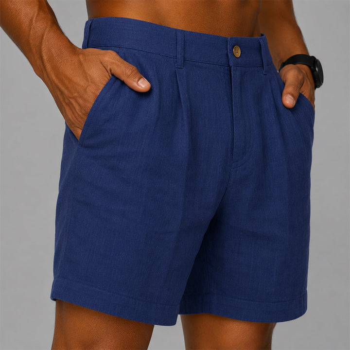 Austin - Men's Pleated Shorts with Button Closure