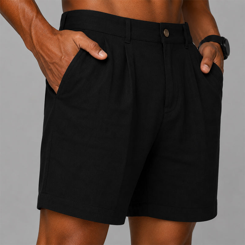 Austin - Men's Pleated Shorts with Button Closure