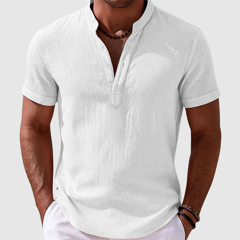 Austin - Men's Textured Henley Short Sleeve Shirt