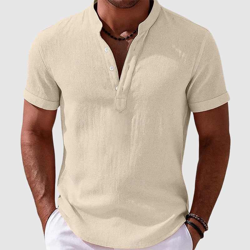 Austin - Men's Textured Henley Short Sleeve Shirt