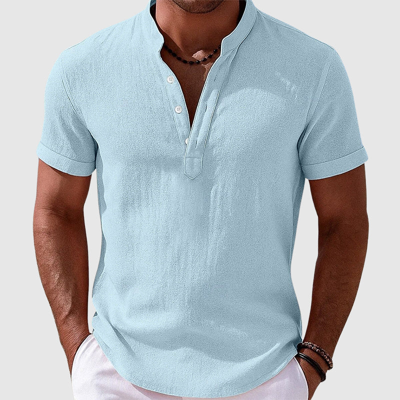 Austin - Men's Textured Henley Short Sleeve Shirt