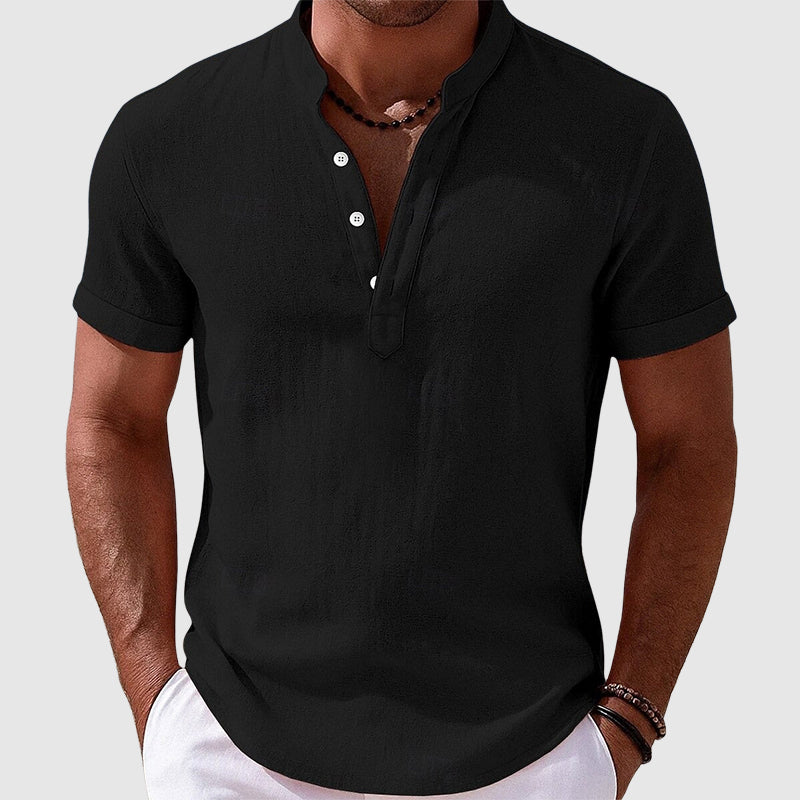 Austin - Men's Textured Henley Short Sleeve Shirt