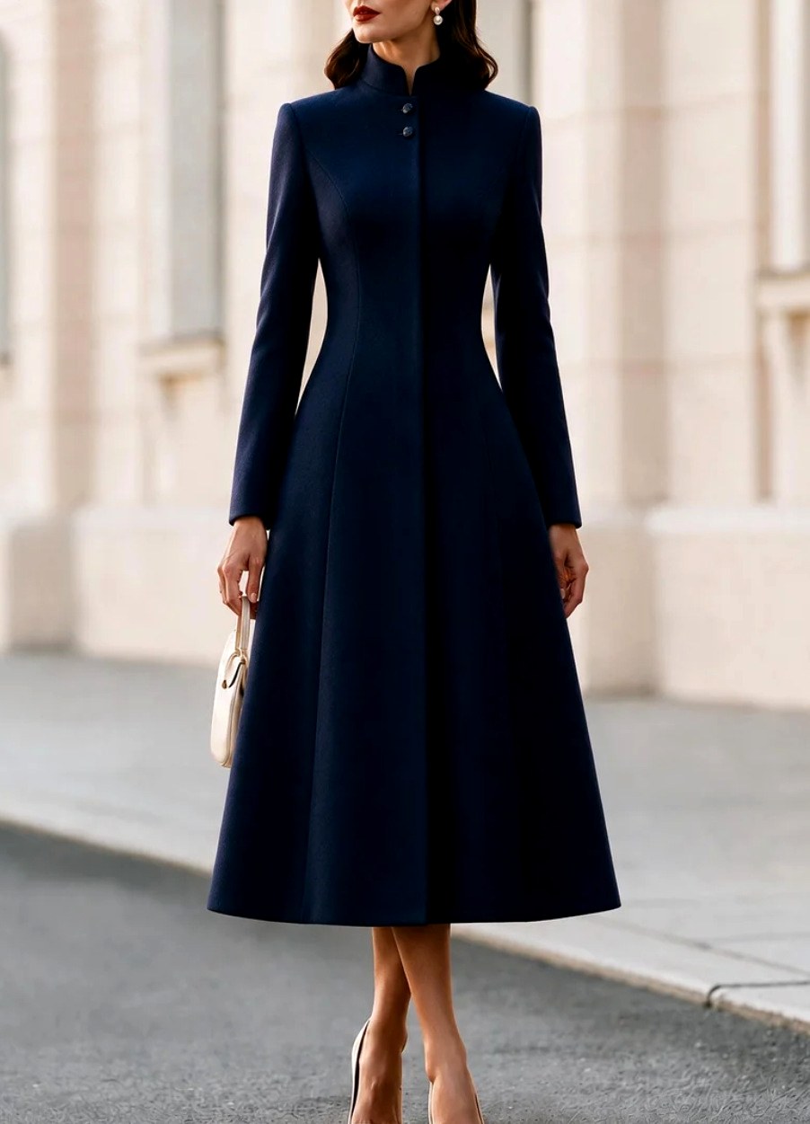 Avira - Women’s Women's Stand Collar A-Line Long Coat