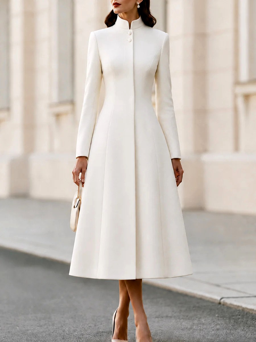 Avira - Women’s Women's Stand Collar A-Line Long Coat