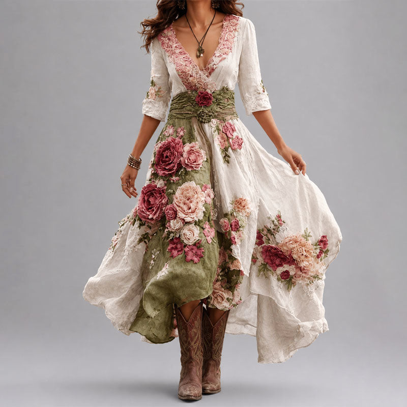 Beatrice - Women's Bohemian Floral Flow Maxi Dress