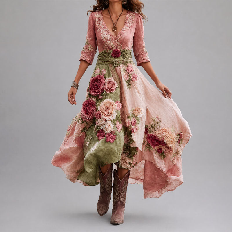 Beatrice - Women's Bohemian Floral Flow Maxi Dress