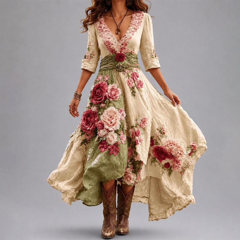 Beatrice - Women's Bohemian Floral Flow Maxi Dress