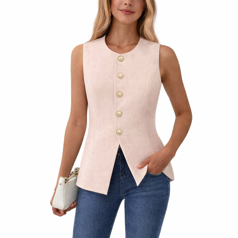 Bella - Women's Fitted Button-Front Sleeveless Vest