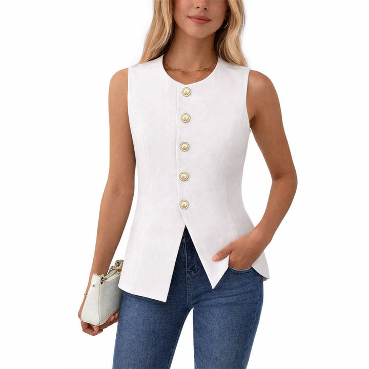 Bella - Women's Fitted Button-Front Sleeveless Vest