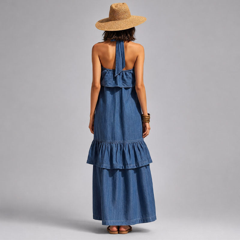 Bernice - Women's Open Shoulder Resort Maxi Dress