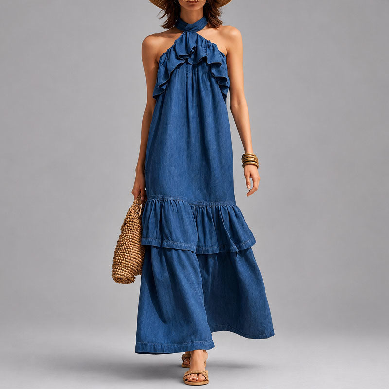 Bernice - Women's Open Shoulder Resort Maxi Dress