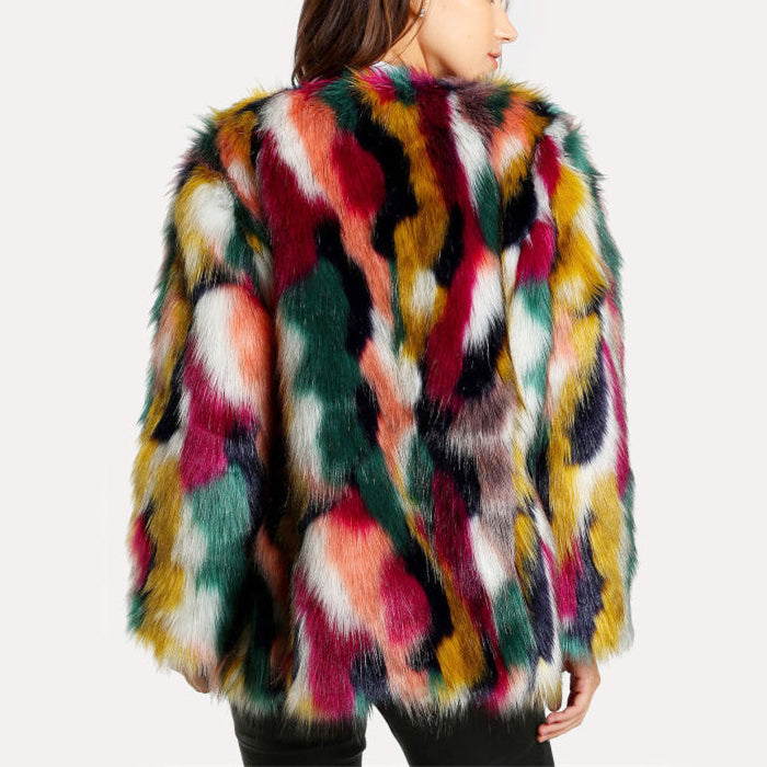 Bianca - Women's Multicolor Faux Fur Coat