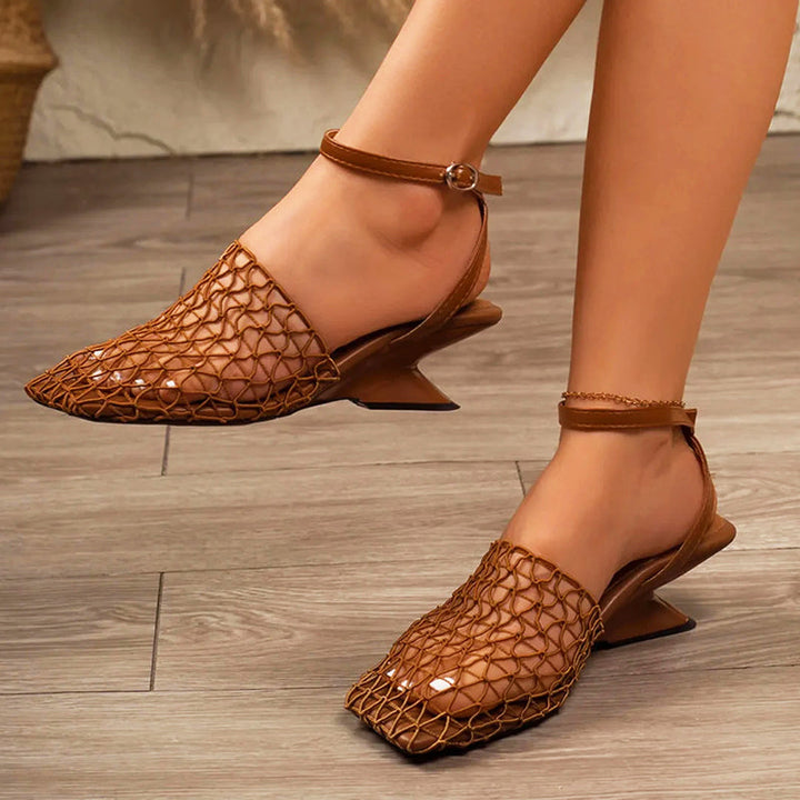 Bianca - Women’s Geometric Heel Mesh Sandals