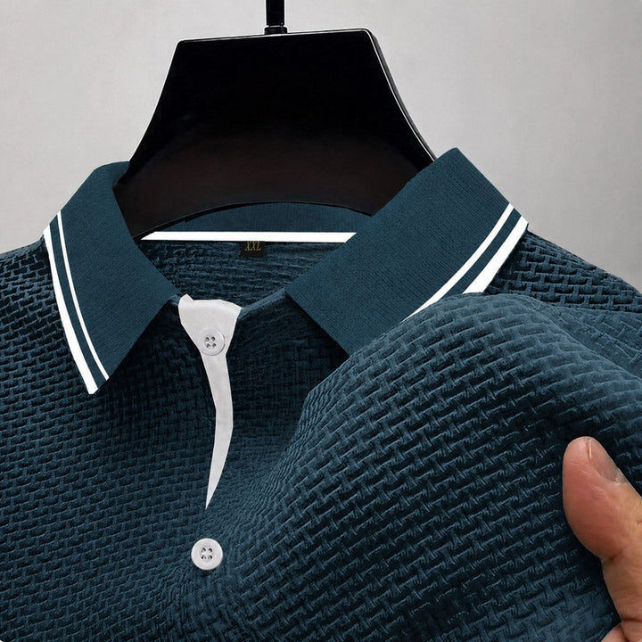 Brandon - Men's Textured Knit Short Sleeve Polo Shirt
