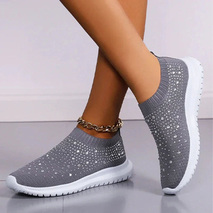 Bridget - Women's Rhinestone Knit Slip-On Sneakers