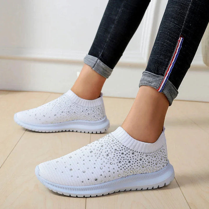 Bridget - Women's Rhinestone Knit Slip-On Sneakers