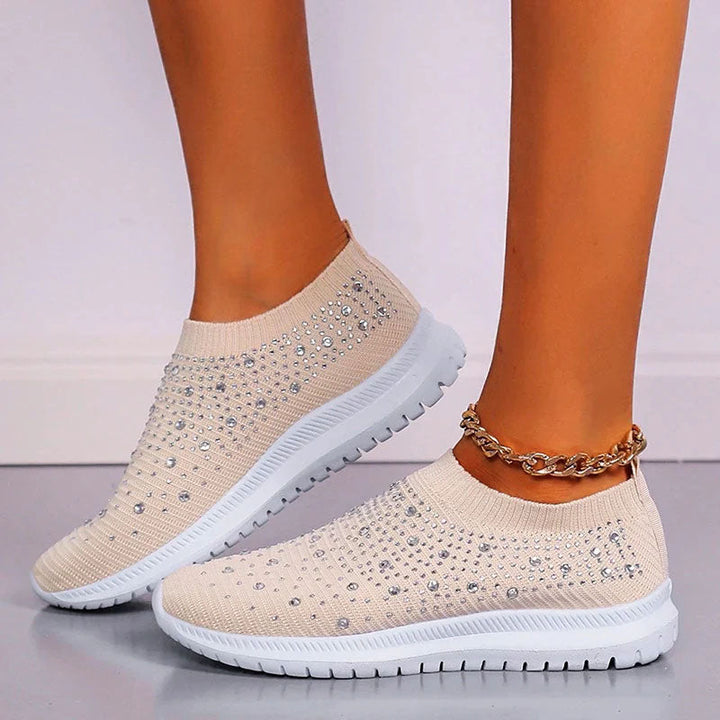 Bridget - Women's Rhinestone Knit Slip-On Sneakers