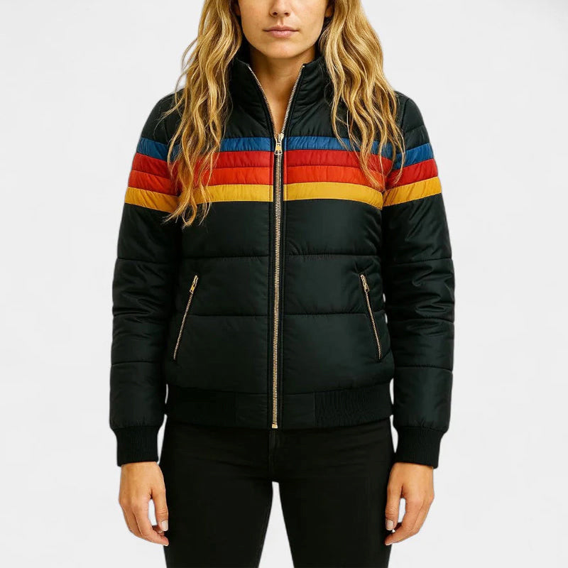 Brielle - Women's Retro Stripe Puffer Jacket