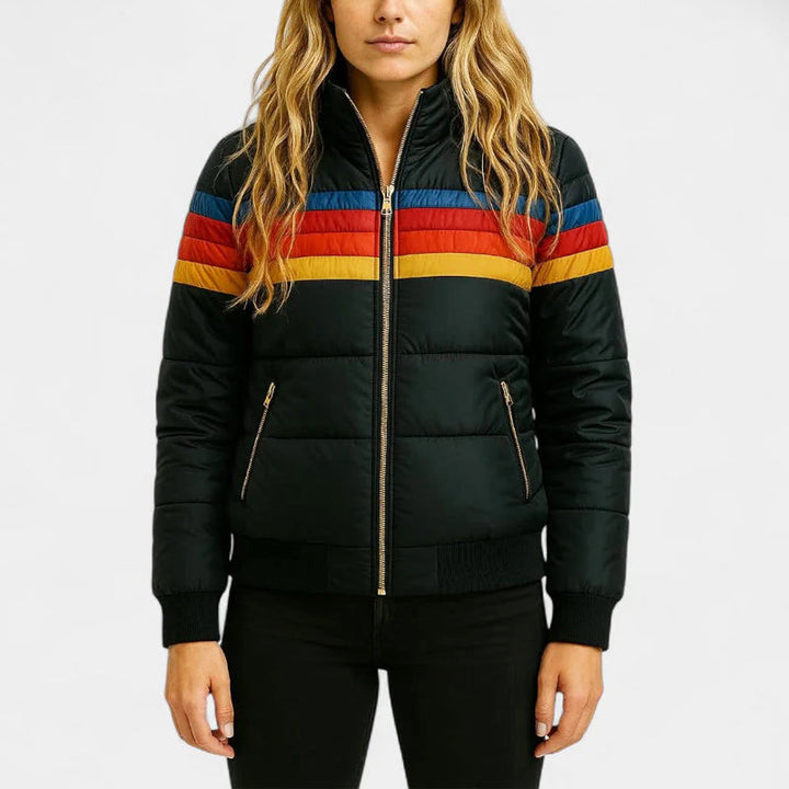 Brielle - Women's Retro Stripe Puffer Jacket