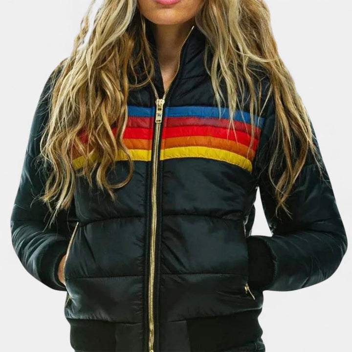 Brielle - Women's Retro Stripe Puffer Jacket