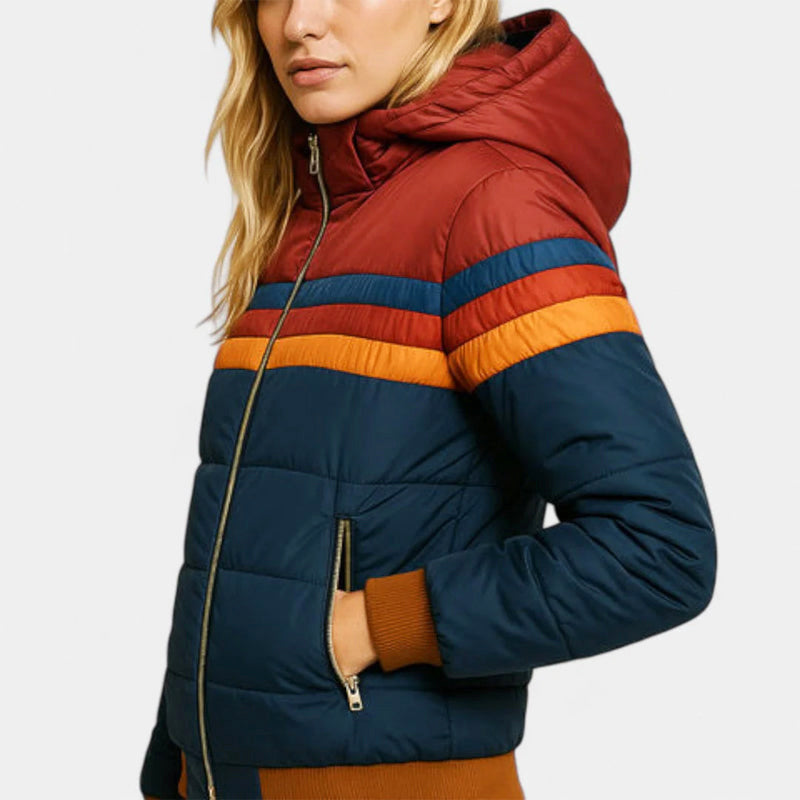 Brielle - Women's Retro Stripe Puffer Jacket
