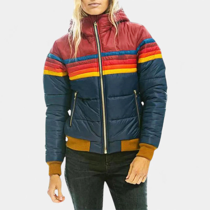 Brielle - Women's Retro Stripe Puffer Jacket