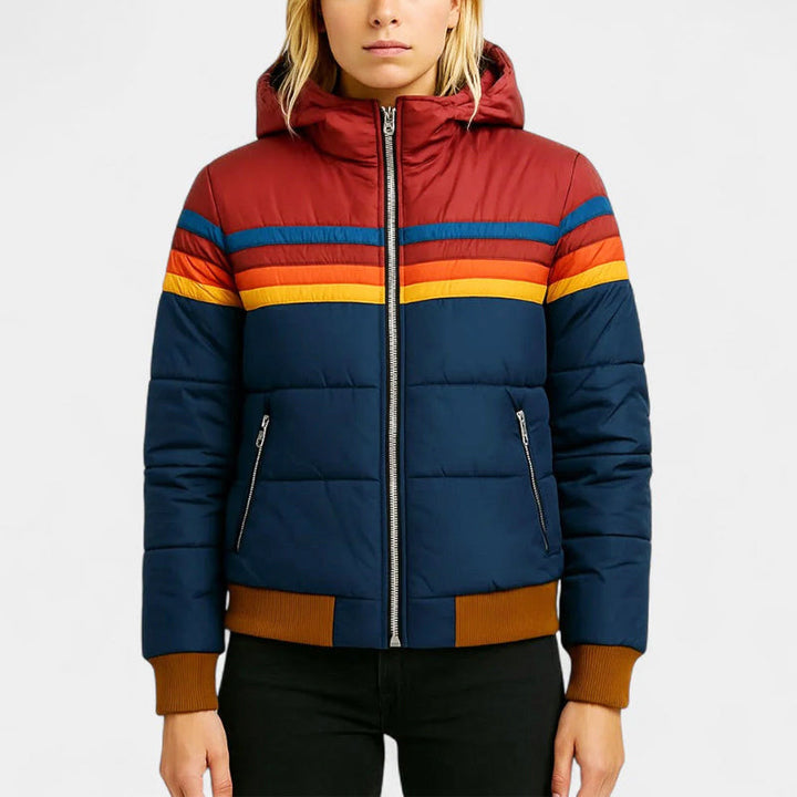 Brielle - Women's Retro Stripe Puffer Jacket